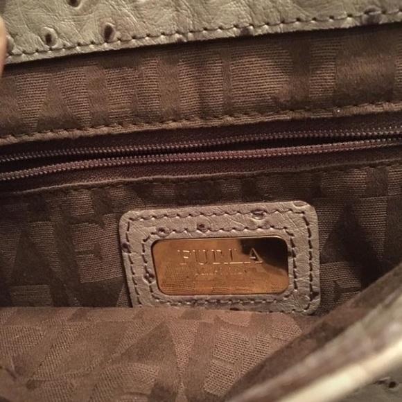 FURLA Ostrich Leather & Brown Suede Crossbody - Picture 3 of 3